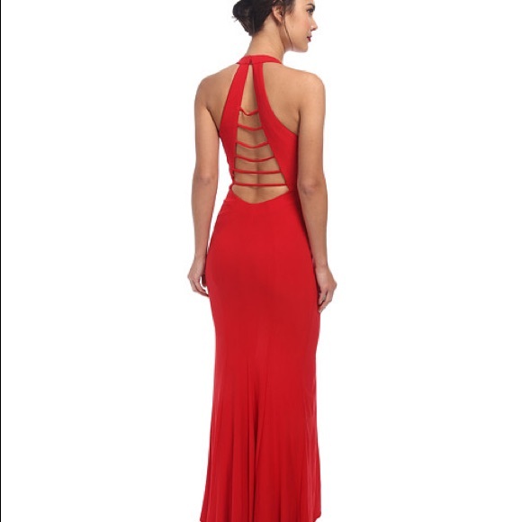 Faviana V Neck Chiffon Dress - Picture 2 of 2