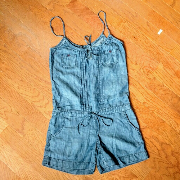 INC International Concepts Blue Soft Denim Romper - Picture 1 of 5