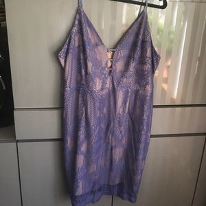 Purple & Nude Lace Bodycon Dress