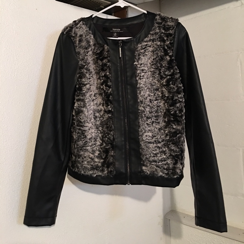 Faux Leather and fur bomber