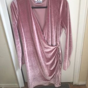 Faux Suede Mauve Long Sleeve Bodycon Dress