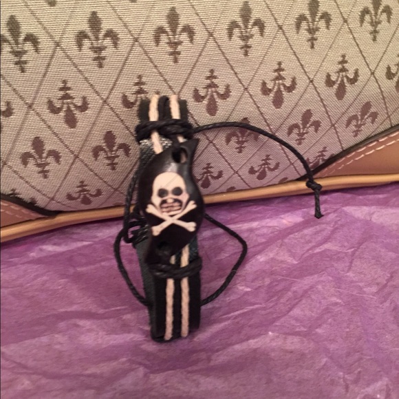 Skull and crossbones tribal Unisex Handmade Vintage Adjustable Bracelet - Picture 2 of 2