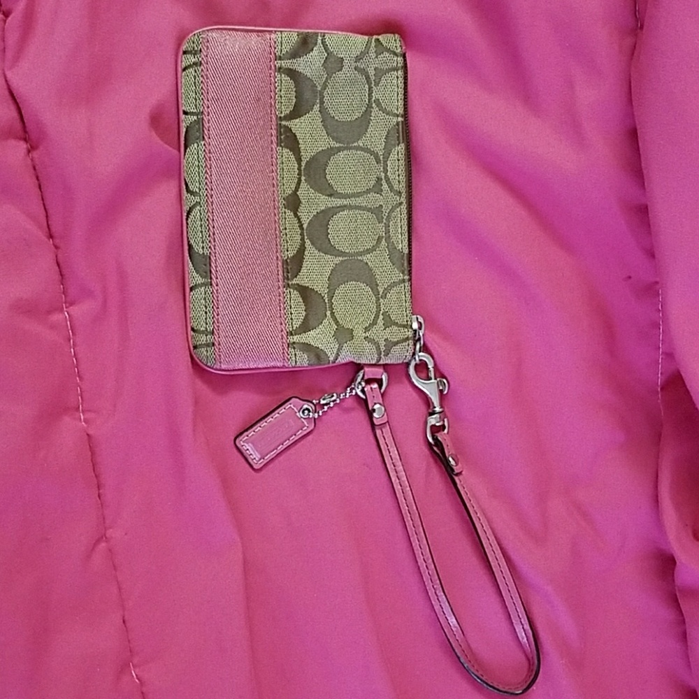 Brown and Pink Coach Wristlet