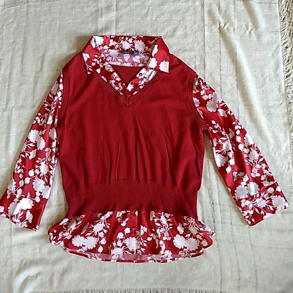 Red layered blouse