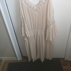 Bell Sleeve Khaki Flowy Dress