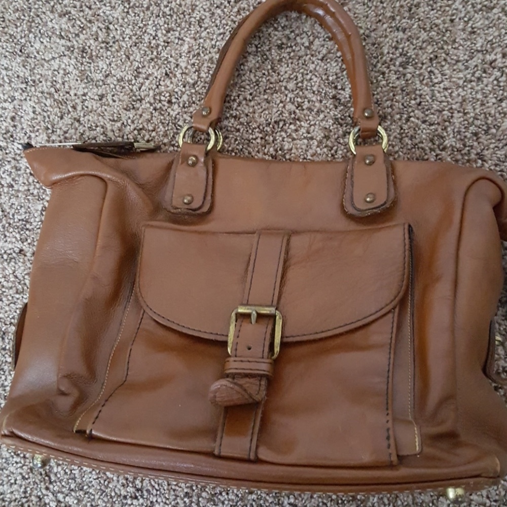 Genuine leather tote handbag