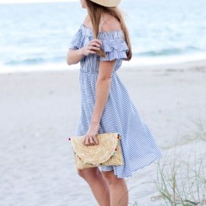 LOFT | off shoulder striped midi