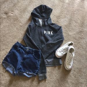 PINK Victoria's Secret gray and black hoodie