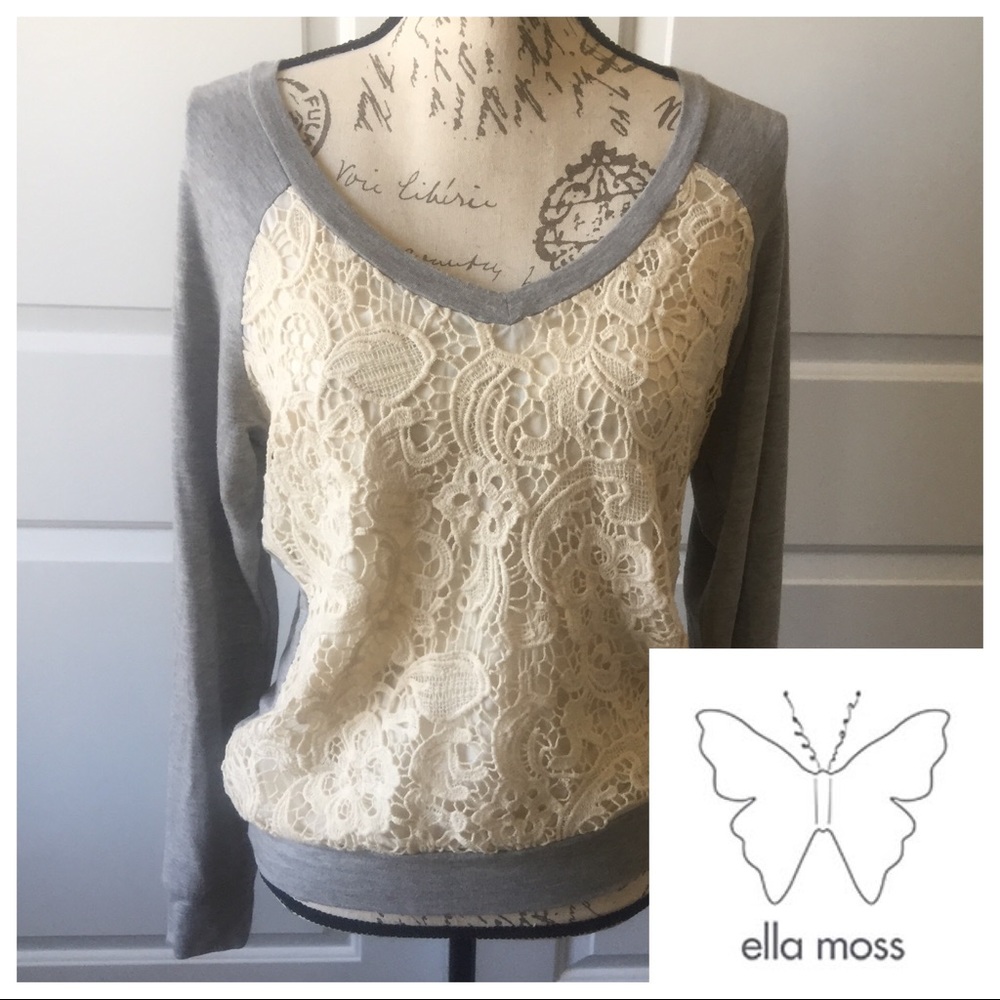 ❌SOLD!❌ ELLA MOSS  Long Sleeve Gray Top Small