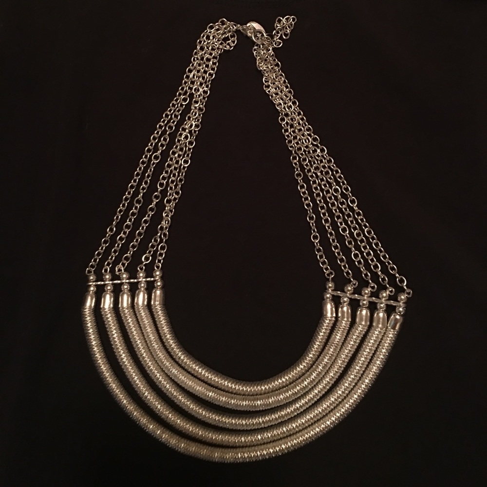 Architectural silver necklace.