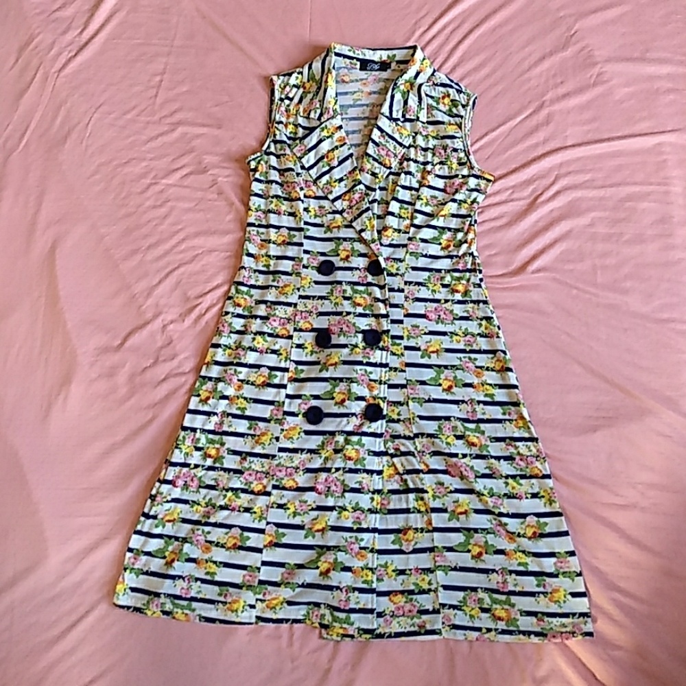 Striped Floral sleeveless dress