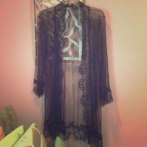 Black Lace Sheer Kimono