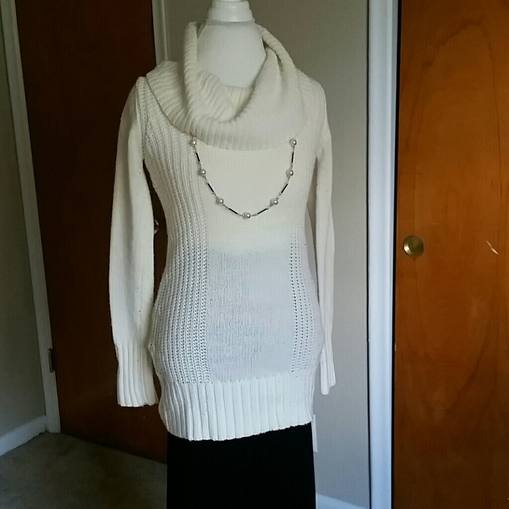 Siren's Cream Cowl-Neck Sweater