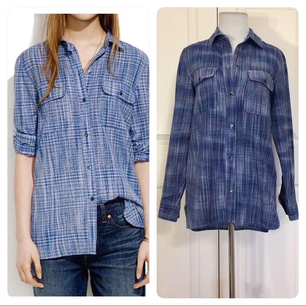 Madewell ex-boyfriend shirt in indigo weave - Picture 1 of 6