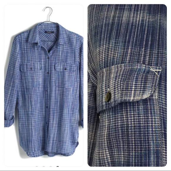 Madewell ex-boyfriend shirt in indigo weave - Picture 6 of 6