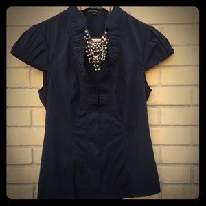 Express Vintage Style Ruffle Collared Blouse