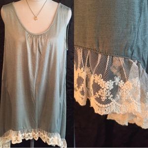 Sage and lace tunic top.