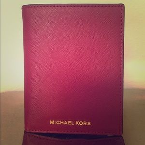 Michael Kors Red Saffiano Leather Passport Case