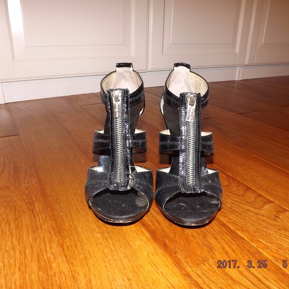 Michael Kors Zip Up Strappy Black Heels
