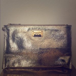 Michael Kors Large Bronze Gold Clutch Wristlet Bag