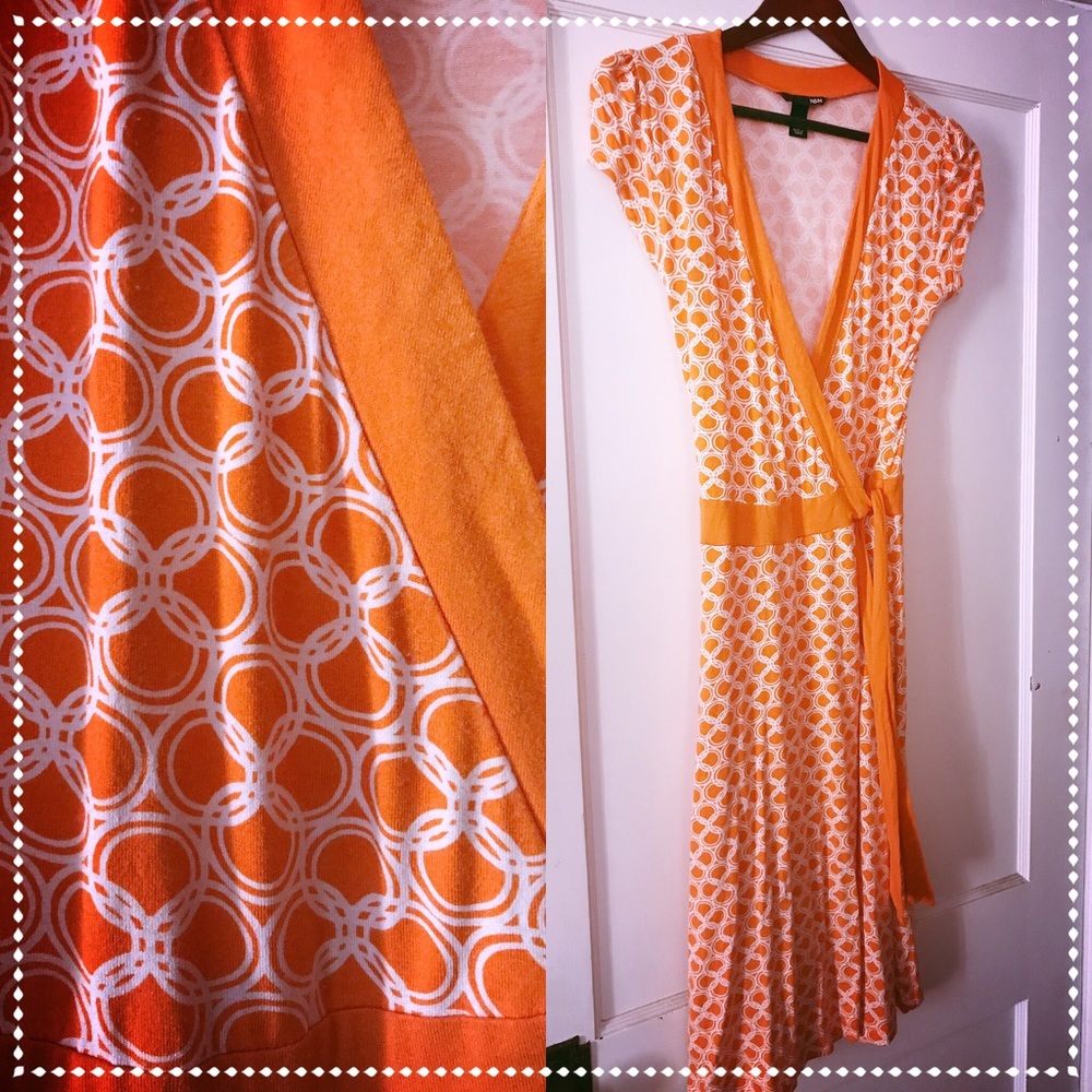 H&M Orange Printed Wrap Dress
