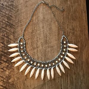 Boho beauty! Necklace with Sparkles and faux bone.