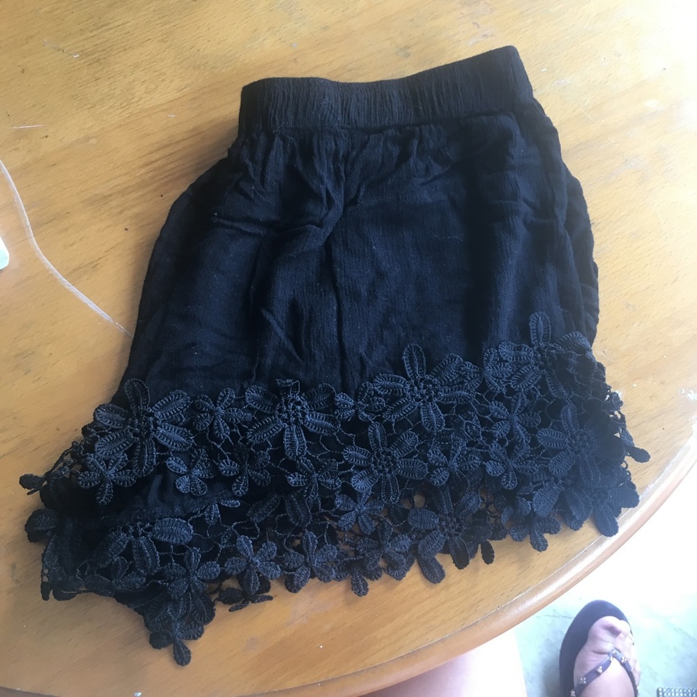 Black floral shorts