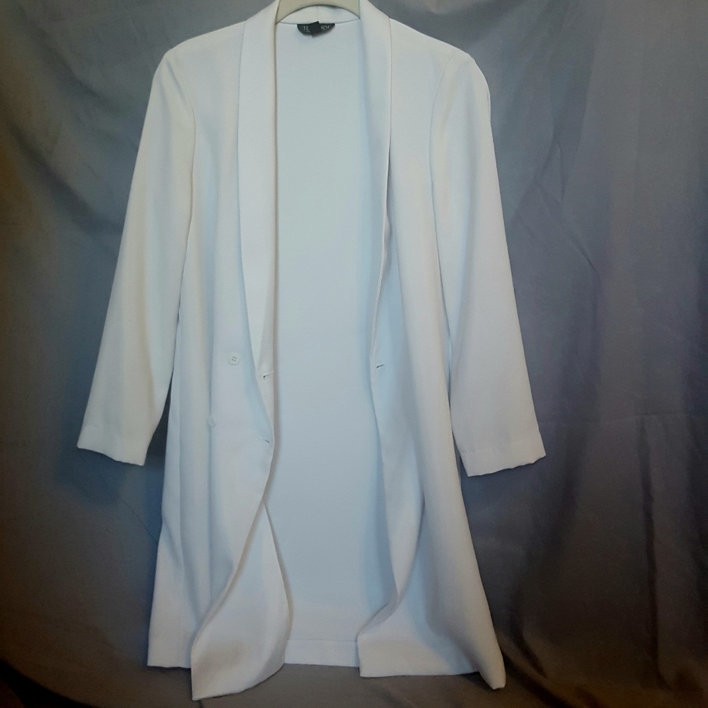 Topshop Long White Blazer
