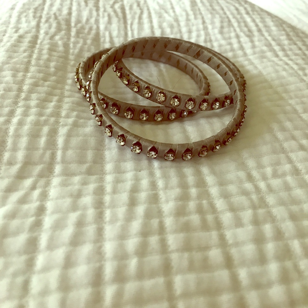 Set of 3 silver/diamond stud bangles