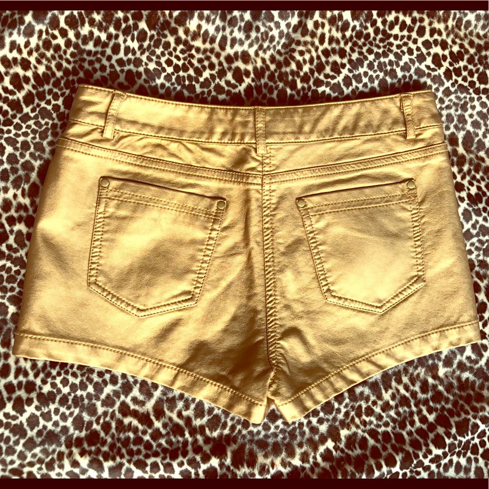 Forever 21 Gold Faux Leather Shorts