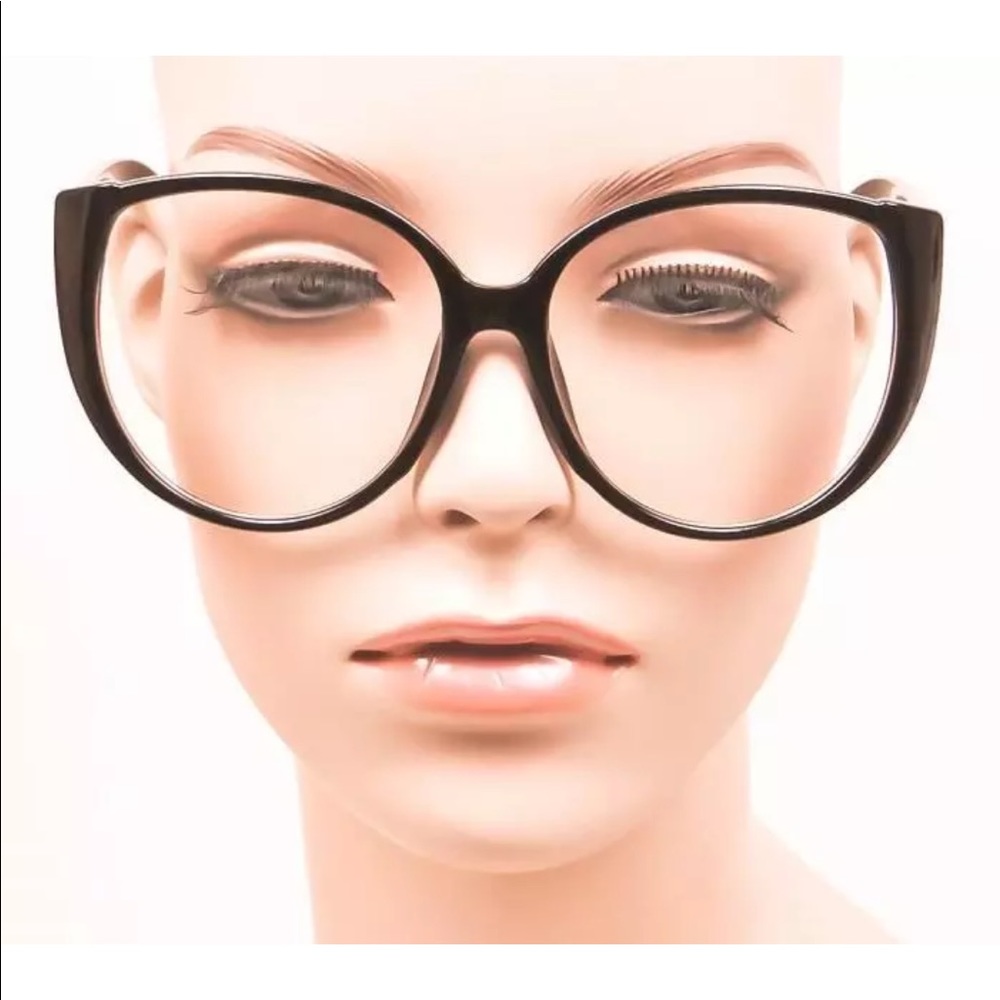Round oversized clear lens glasses