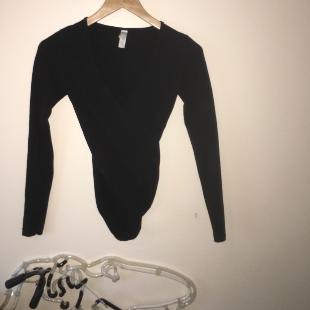 American apparel v-neck wrap bodysuit