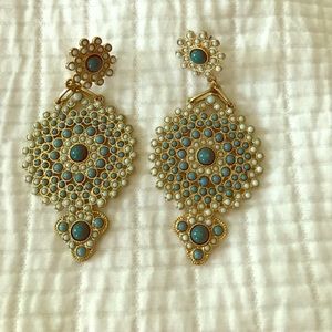 Turquoise costume earrings