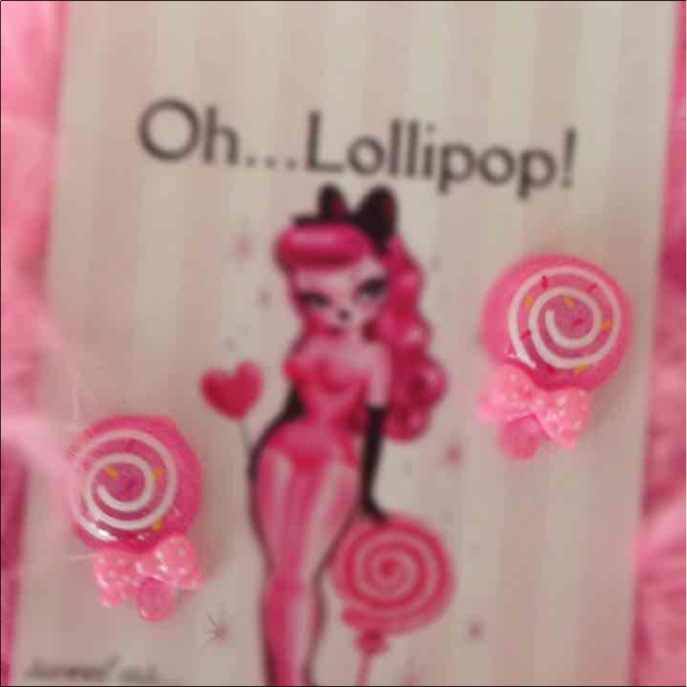 Oh Lollipop sucker candy cupcake earrings barbie pink doll stocking stuffer