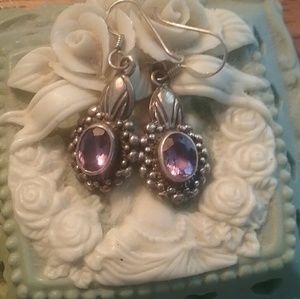 Amethyst silver vintage earrings
