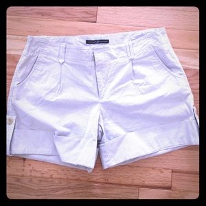Gap shorts, white with grey stripes.