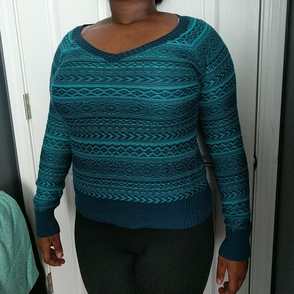 Aqua Patterned Sweater