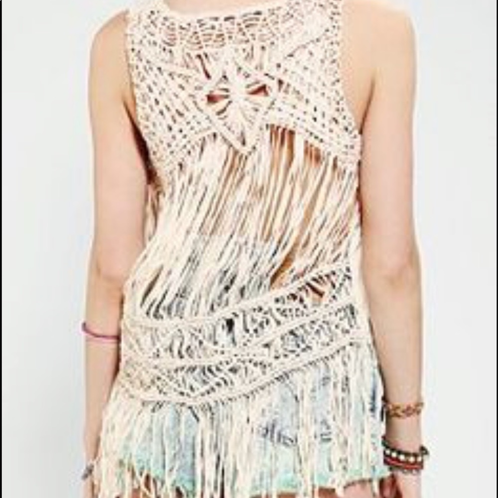 Nordstrom Back Crotchet & Fringe Top