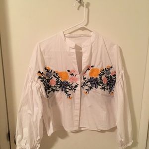 Embroidered Shein button up top