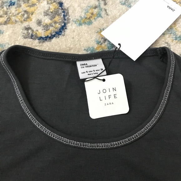 NWT Charcoal Gray Zara Tee - Picture 3 of 3