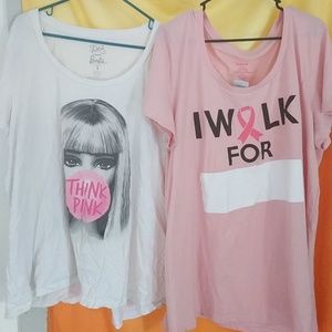 2 Torrid breast cancer awareness shirts size 3