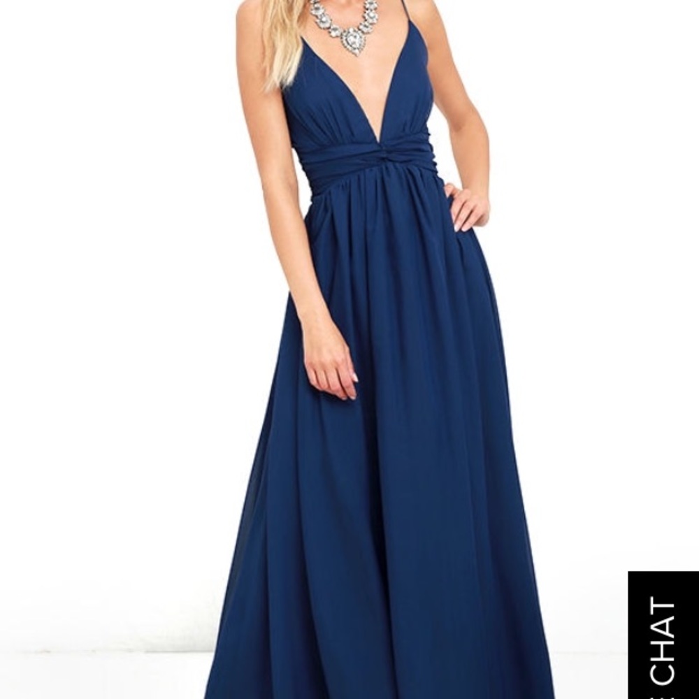 Floor length navy blue Dress