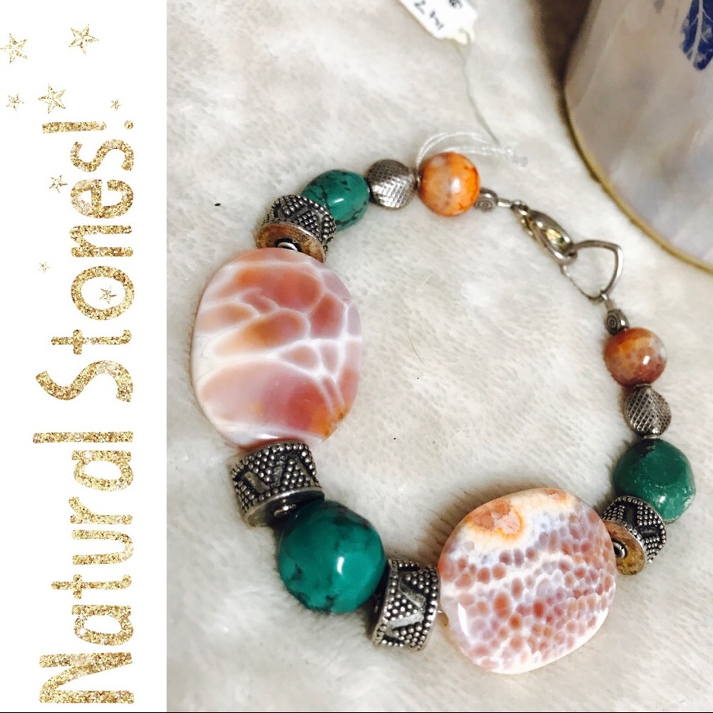 Sterling, Mexican fire opal and natural turquoise
