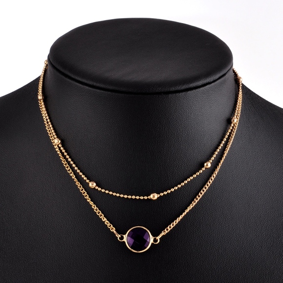 Jewelry - New! Double Layer Amethyst Crystal Choker Necklace