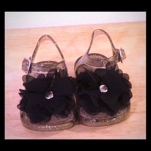 Black Floral Jelly Sandals Infant Size 3