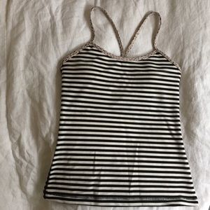 Lululemon power Y tank in stripe + leopard