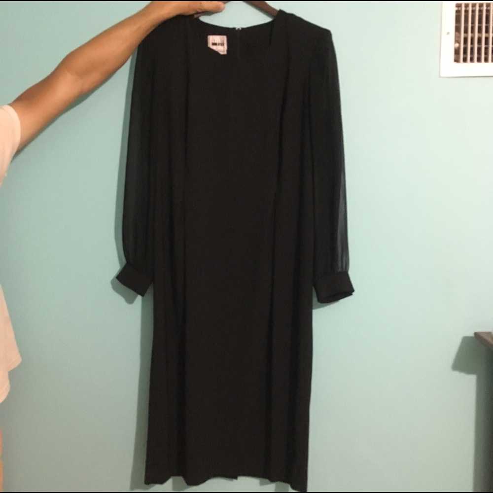 Leslie Fay Black Long Sleeve Dress Size 14