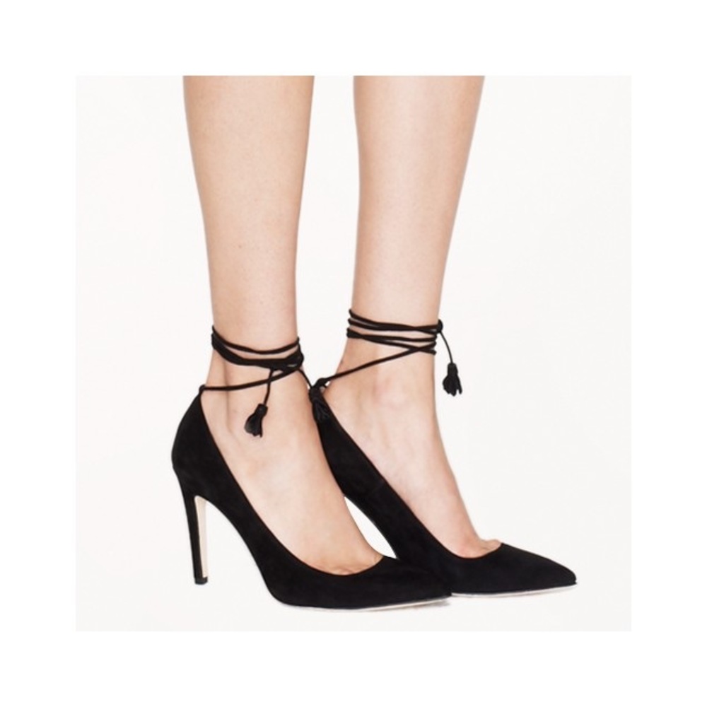 JCrew Black Falsetto Tie up Heels