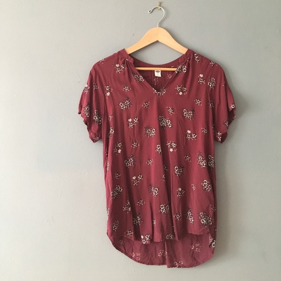 Old Navy Burgundy Floral Top - Picture 1 of 3