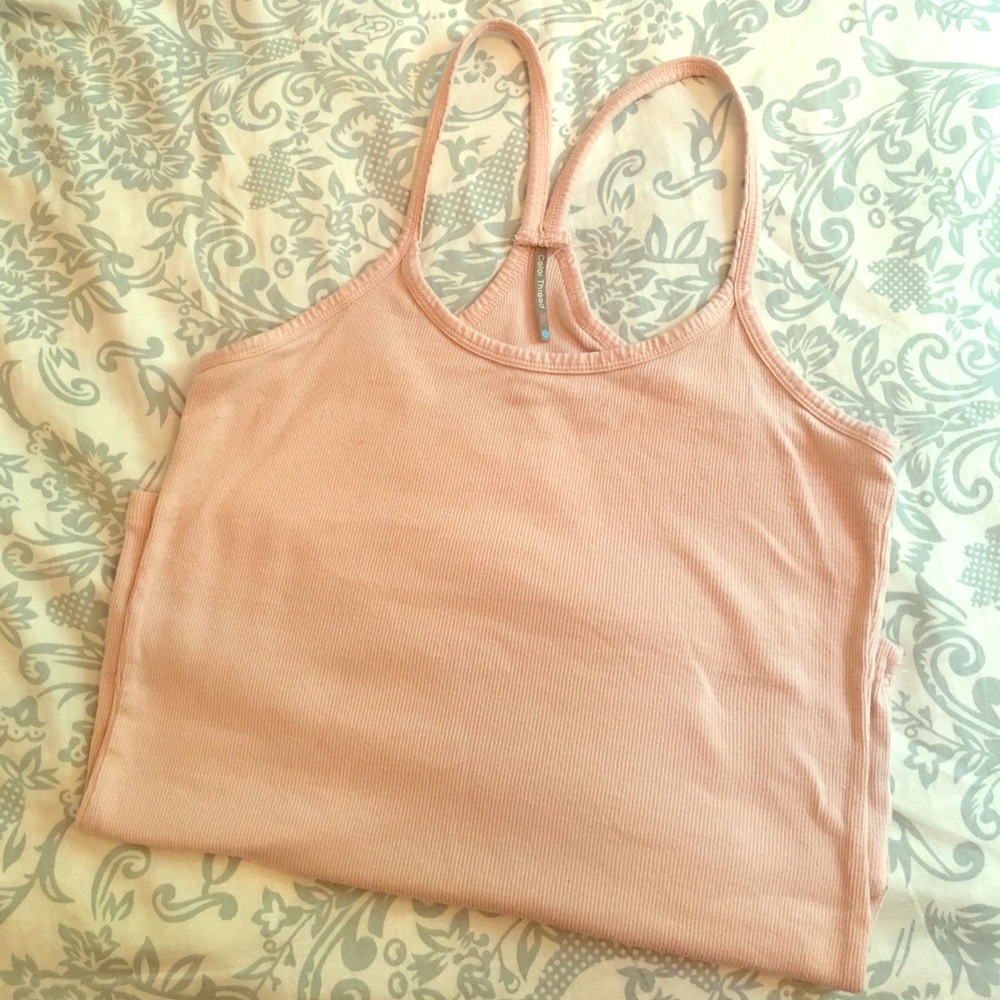 Color thread Y-back ribbed cami